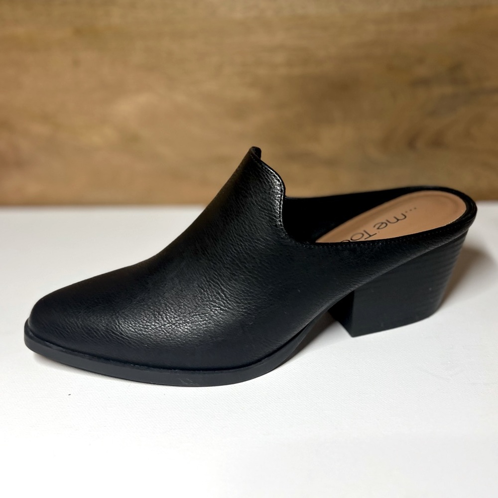 Slip on leather mule with chunky heel